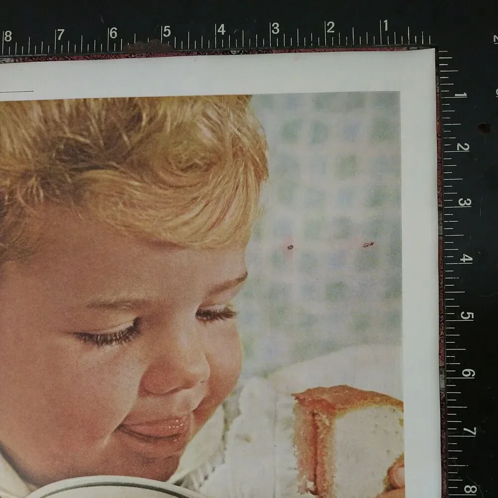 Campbell's Soup N Sandwich - Girl Bowl Chicken Soup - 1961 Vtg PRINT AD Ephemera